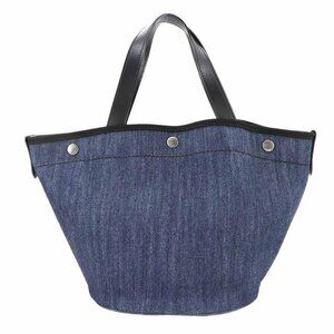 PRADA Small 2way Tote Shoulder Bag Denim Leather Blue Black 1BG244 90289015